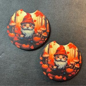Gnome Pumpkins Car Cup Holder Coasters Set New